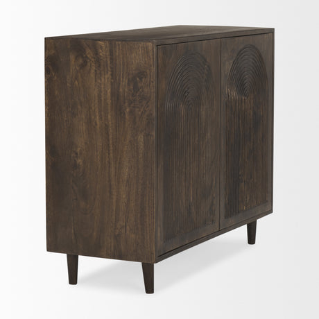 Tucker Dark Brown Wood w/ Carved Arch Pattern 2 Door Cabinet from Mercana - Luna Furniture