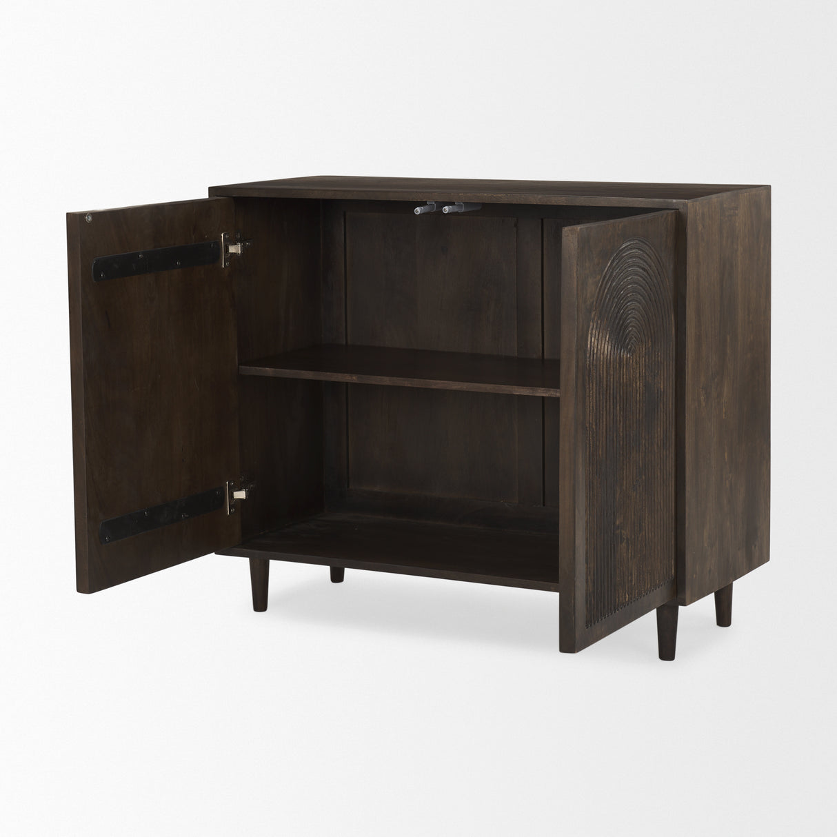 Tucker Dark Brown Wood w/ Carved Arch Pattern 2 Door Cabinet from Mercana - Luna Furniture