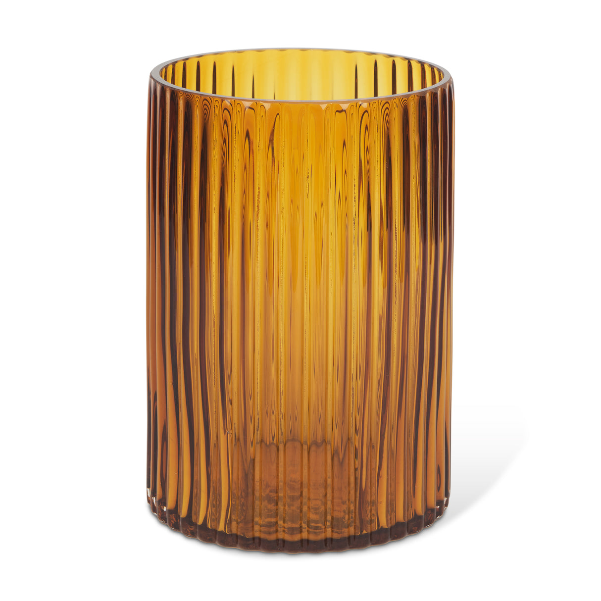 Dawn 8" Ribbed Amber Glass Vase from Mercana - Luna Furniture