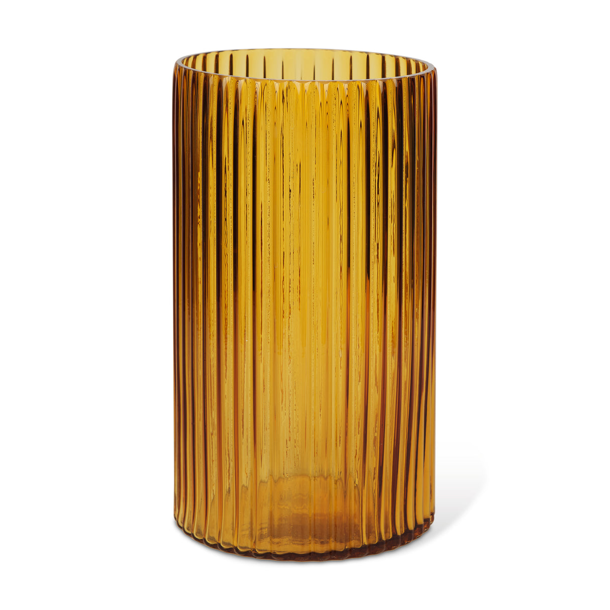 Dawn 11.4" Ribbed Amber Glass Vase from Mercana - Luna Furniture