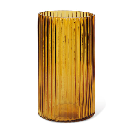 Dawn 11.4" Ribbed Amber Glass Vase from Mercana - Luna Furniture
