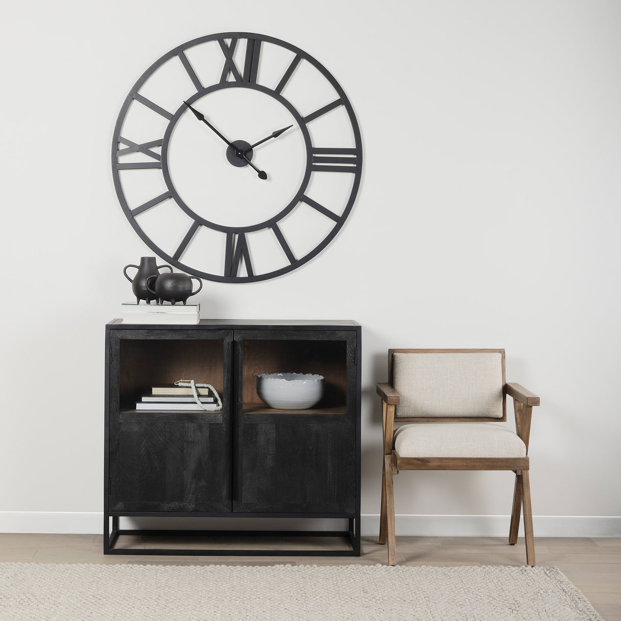 Stoke 42" Round Black Iron Wall Clock from Mercana - Luna Furniture