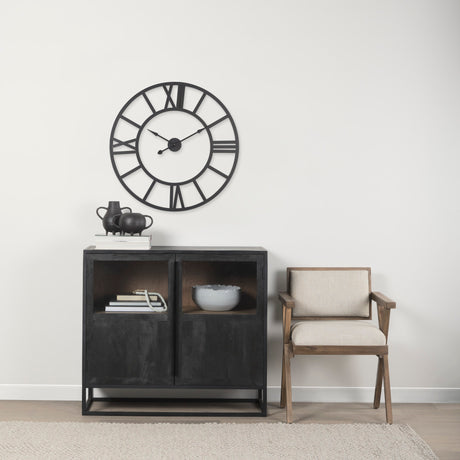 Stoke 30" Round Black Iron Wall Clock from Mercana - Luna Furniture