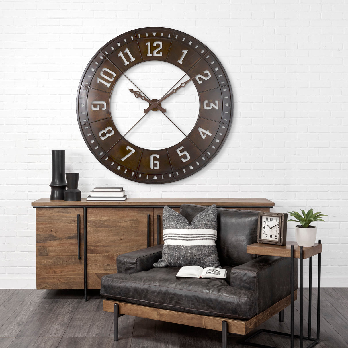 Newcastle 56.5" Giant Oversize Industrial Wall Clock from Mercana - Luna Furniture