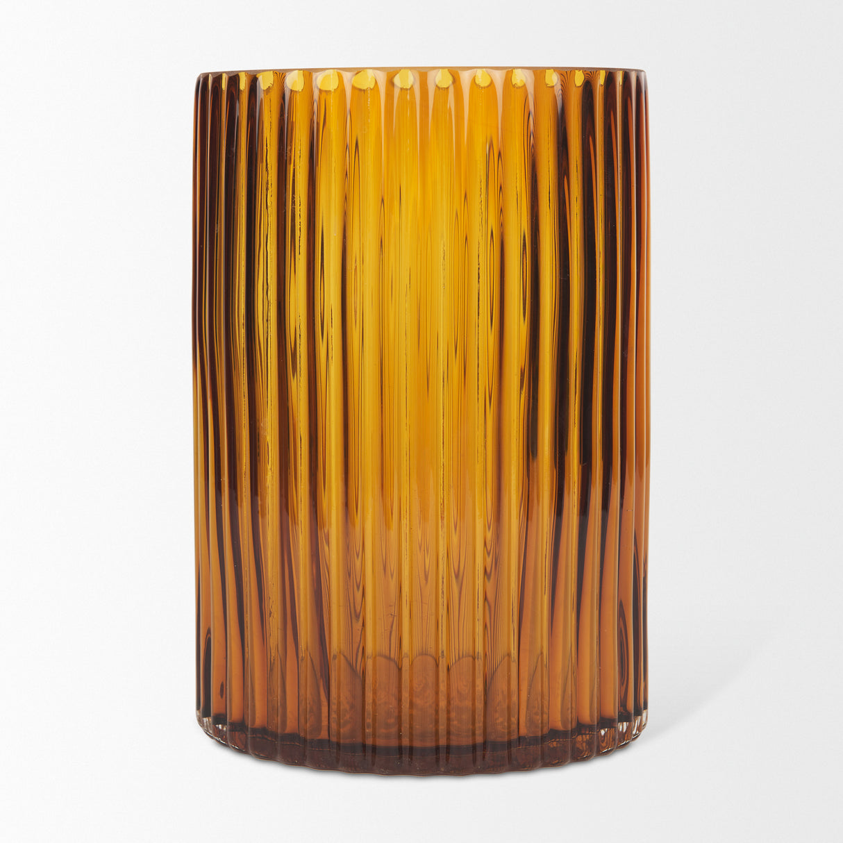 Dawn 8" Ribbed Amber Glass Vase from Mercana - Luna Furniture