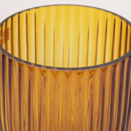 Dawn 8" Ribbed Amber Glass Vase from Mercana - Luna Furniture