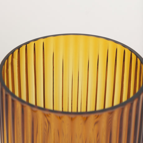 Dawn 8" Ribbed Amber Glass Vase from Mercana - Luna Furniture
