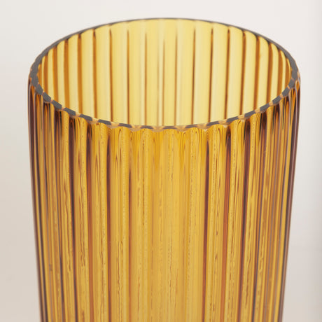Dawn 11.4" Ribbed Amber Glass Vase from Mercana - Luna Furniture