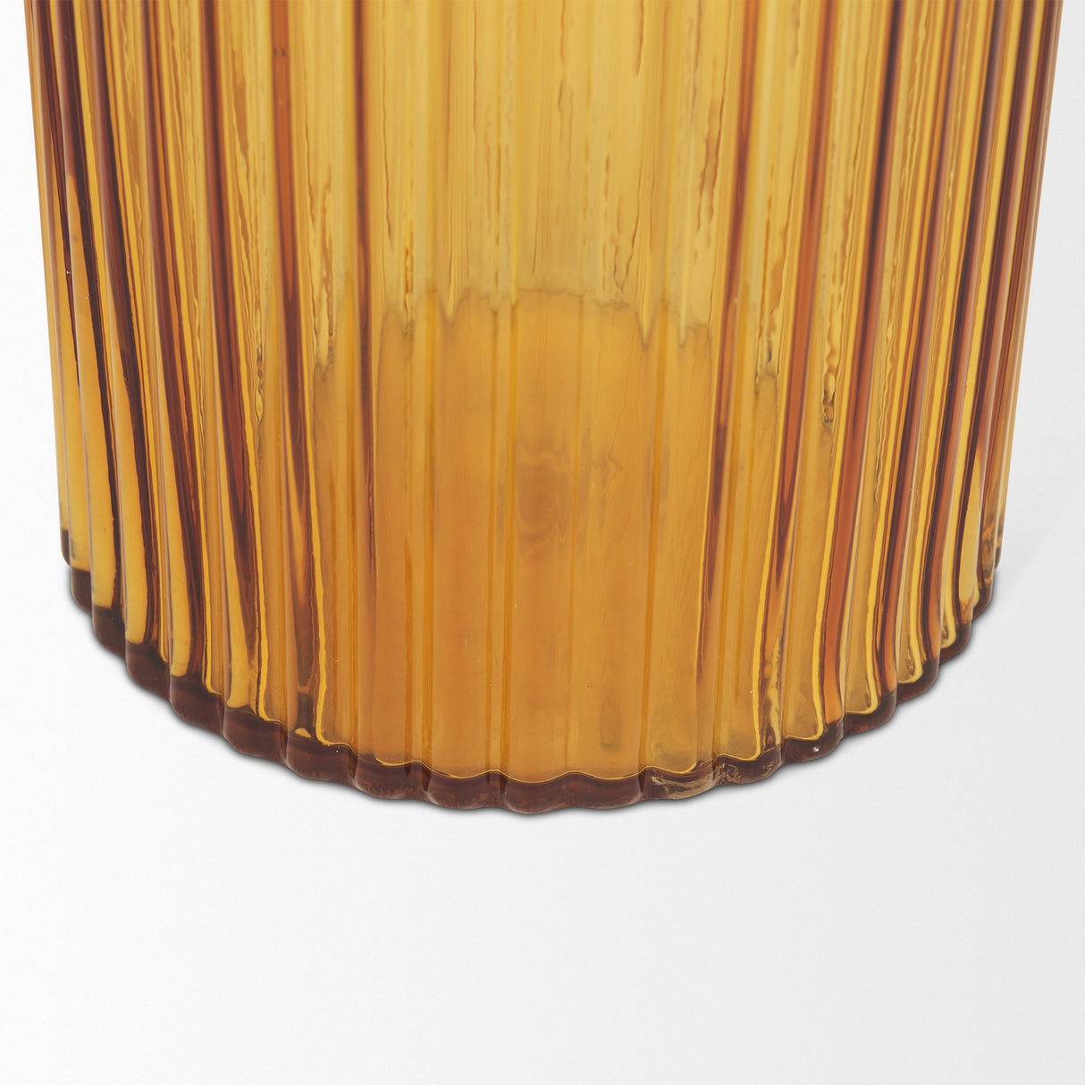 Dawn 11.4" Ribbed Amber Glass Vase from Mercana - Luna Furniture