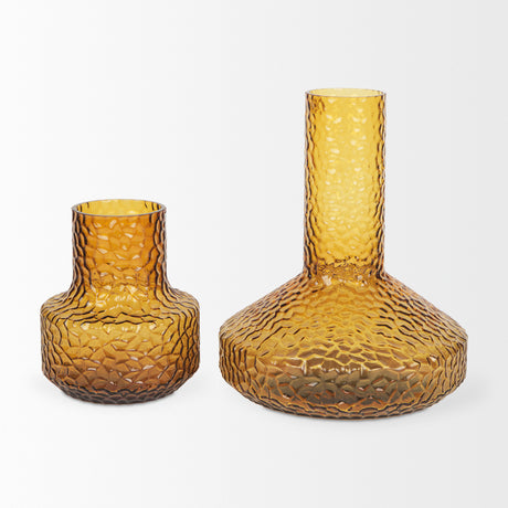 Jolene 7" Amber Waterglass Glass Vase from Mercana - Luna Furniture
