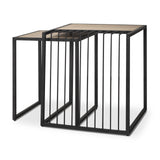 Miles Black Metal w/ Light Wood Nesting End/Side Table from Mercana - Luna Furniture