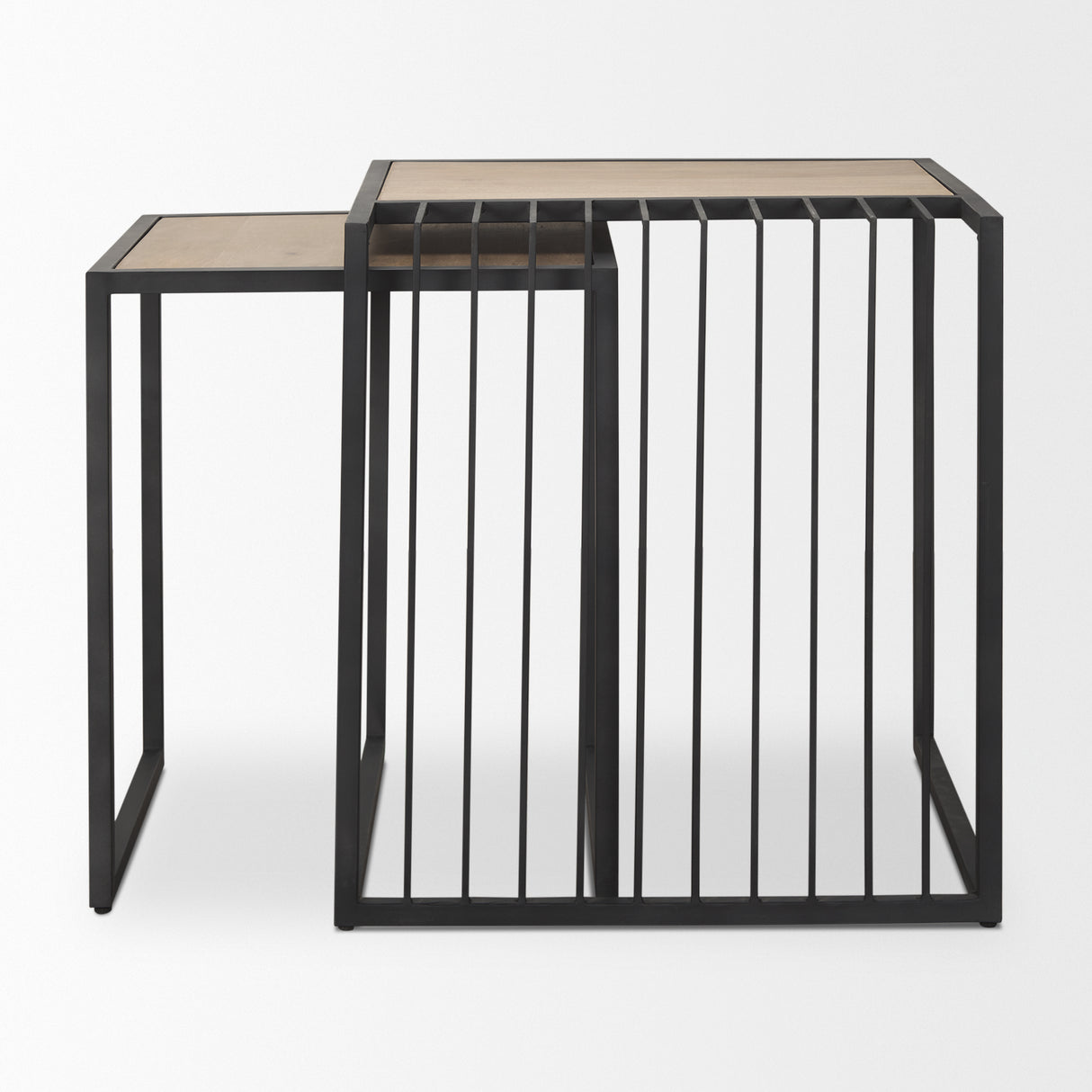Miles Black Metal w/ Light Wood Nesting End/Side Table from Mercana - Luna Furniture