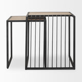Miles Black Metal w/ Light Wood Nesting End/Side Table from Mercana - Luna Furniture
