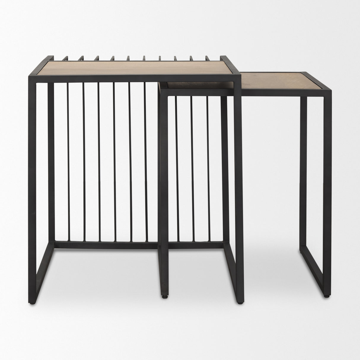Miles Black Metal w/ Light Wood Nesting End/Side Table from Mercana - Luna Furniture