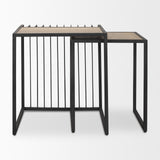 Miles Black Metal w/ Light Wood Nesting End/Side Table from Mercana - Luna Furniture