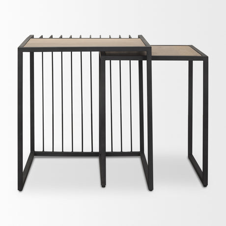 Miles Black Metal w/ Light Wood Nesting End/Side Table from Mercana - Luna Furniture