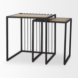 Miles Black Metal w/ Light Wood Nesting End/Side Table from Mercana - Luna Furniture