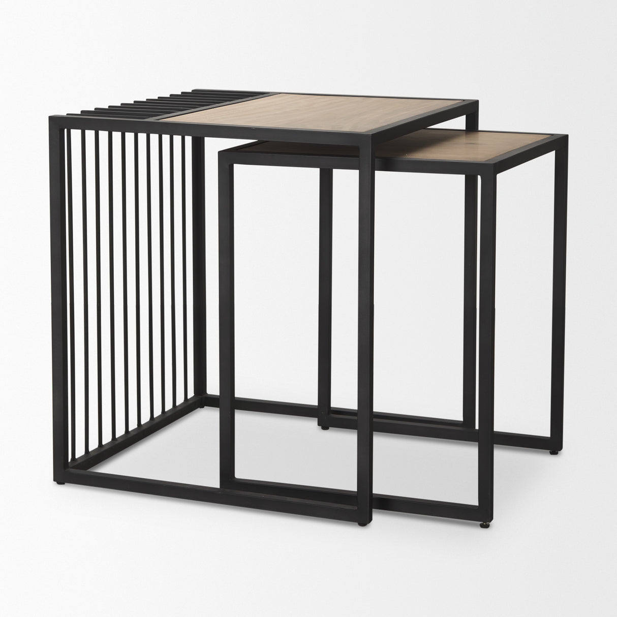 Miles Black Metal w/ Light Wood Nesting End/Side Table from Mercana - Luna Furniture