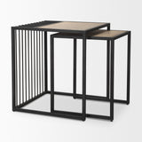 Miles Black Metal w/ Light Wood Nesting End/Side Table from Mercana - Luna Furniture