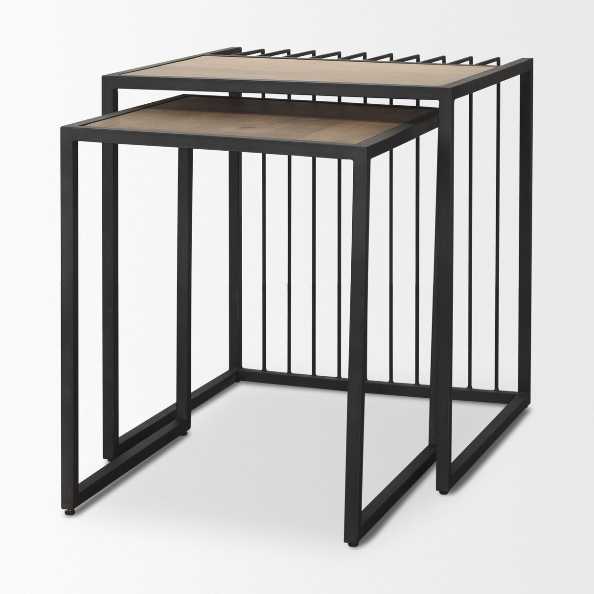 Miles Black Metal w/ Light Wood Nesting End/Side Table from Mercana - Luna Furniture