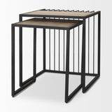 Miles Black Metal w/ Light Wood Nesting End/Side Table from Mercana - Luna Furniture