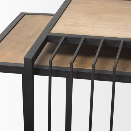 Miles Black Metal w/ Light Wood Nesting End/Side Table from Mercana - Luna Furniture
