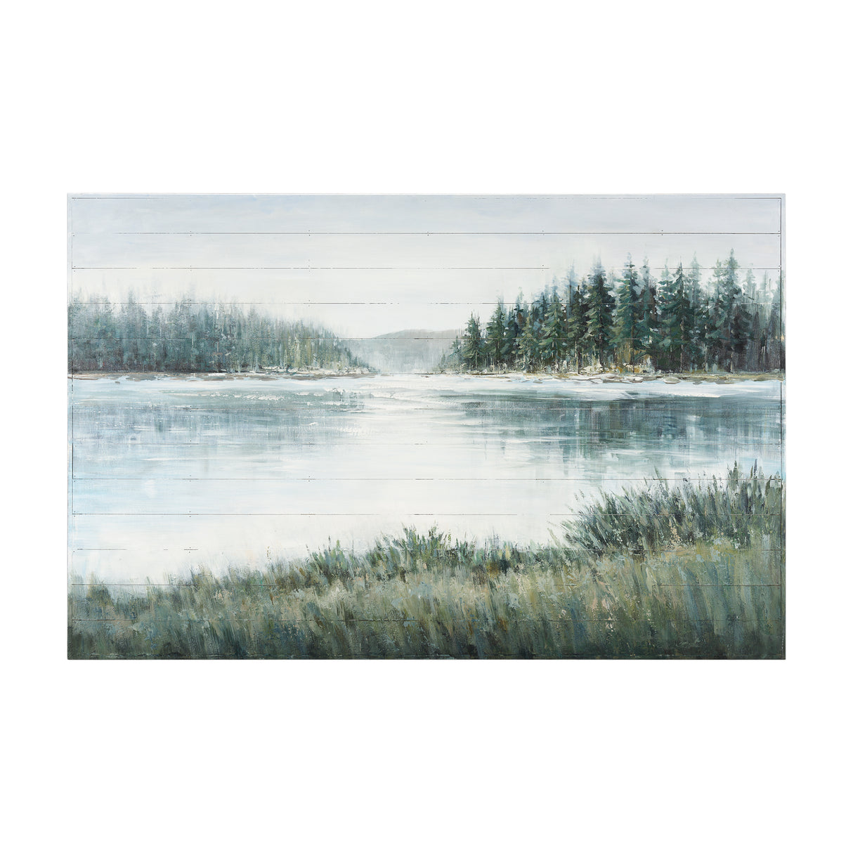 Mere Pond Lake 60x40 Hand Painted on Wood Oil Painting from Mercana - Luna Furniture