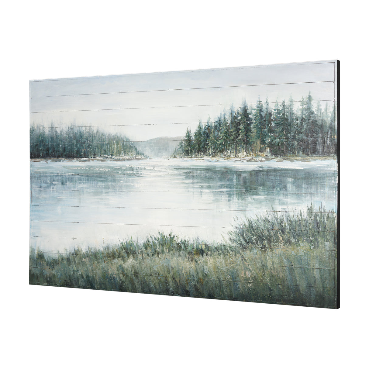 Mere Pond Lake 60x40 Hand Painted on Wood Oil Painting from Mercana - Luna Furniture