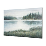 Mere Pond Lake 60x40 Hand Painted on Wood Oil Painting from Mercana - Luna Furniture