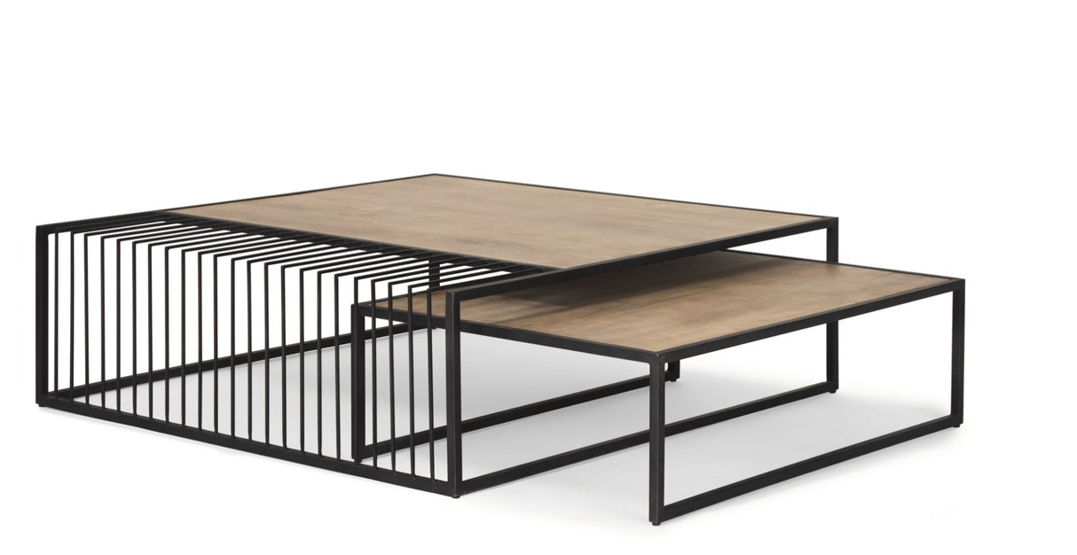 Miles Black Metal w/ Light Wood Nesting Coffee Table from Mercana - Luna Furniture