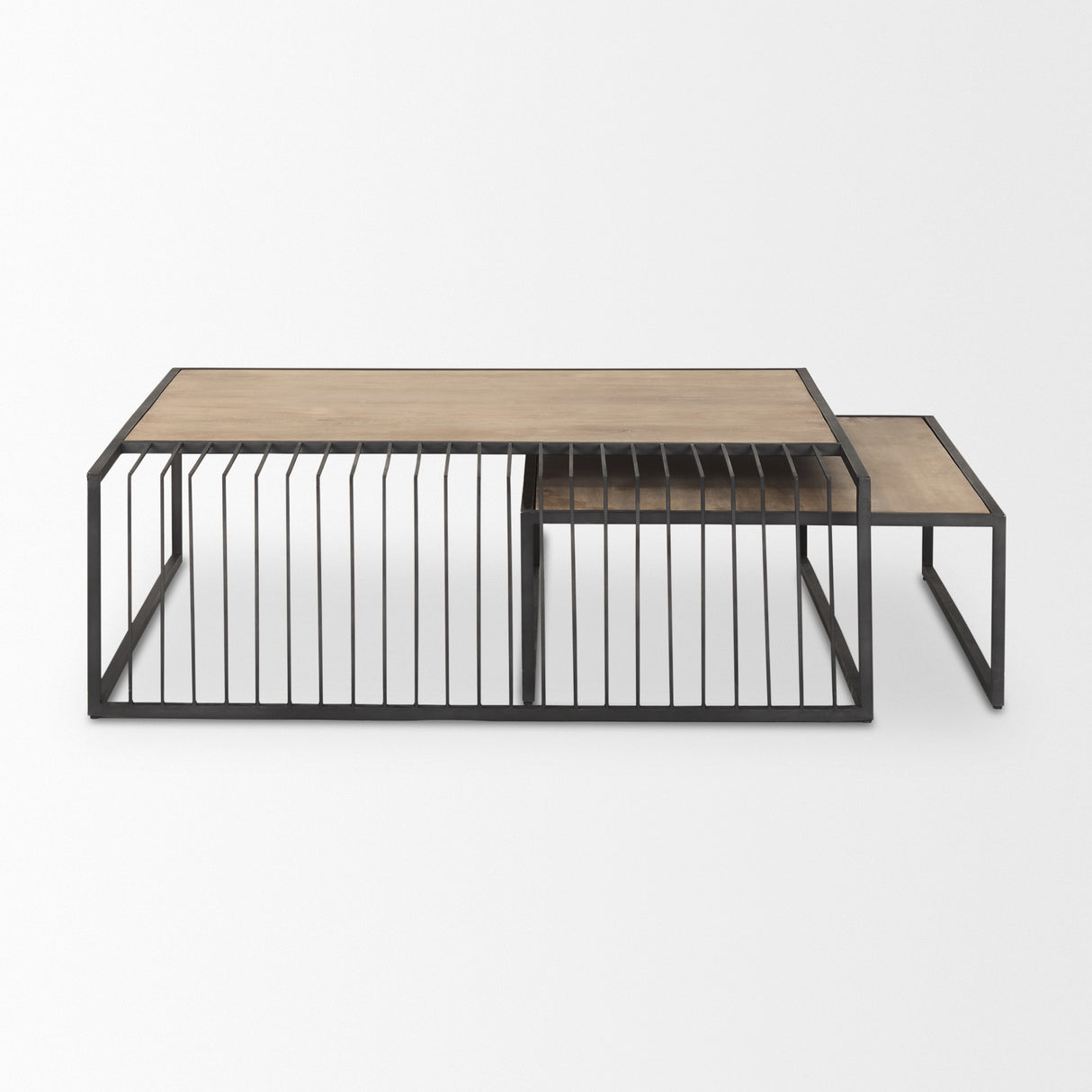 Miles Black Metal w/ Light Wood Nesting Coffee Table from Mercana - Luna Furniture