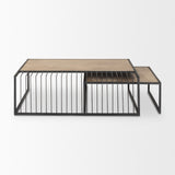Miles Black Metal w/ Light Wood Nesting Coffee Table from Mercana - Luna Furniture