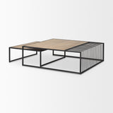 Miles Black Metal w/ Light Wood Nesting Coffee Table from Mercana - Luna Furniture