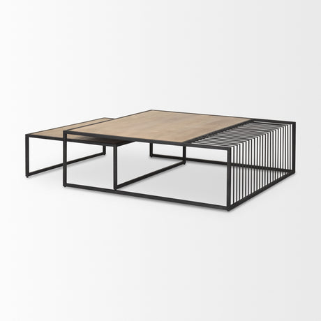 Miles Black Metal w/ Light Wood Nesting Coffee Table from Mercana - Luna Furniture