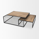 Miles Black Metal w/ Light Wood Nesting Coffee Table from Mercana - Luna Furniture