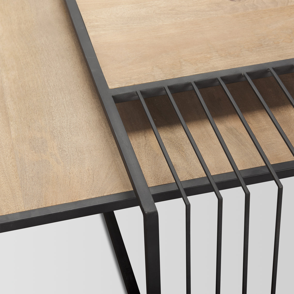 Miles Black Metal w/ Light Wood Nesting Coffee Table from Mercana - Luna Furniture