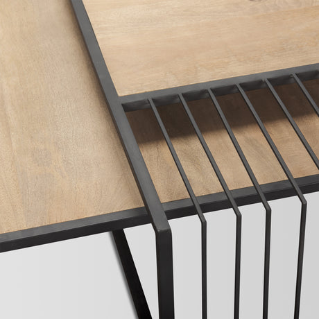 Miles Black Metal w/ Light Wood Nesting Coffee Table from Mercana - Luna Furniture