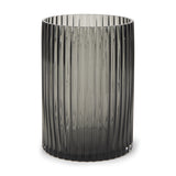 Dawn 8" Ribbed Smoke Gray Glass Vase from Mercana - Luna Furniture