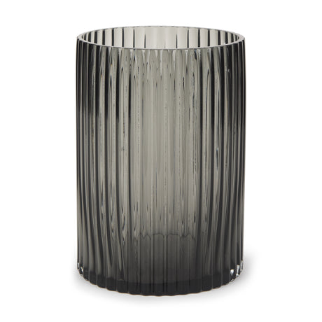 Dawn 8" Ribbed Smoke Gray Glass Vase from Mercana - Luna Furniture