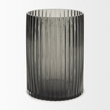 Dawn 8" Ribbed Smoke Gray Glass Vase from Mercana - Luna Furniture