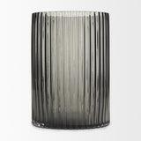 Dawn 8" Ribbed Smoke Gray Glass Vase from Mercana - Luna Furniture