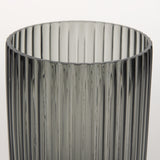 Dawn 8" Ribbed Smoke Gray Glass Vase from Mercana - Luna Furniture