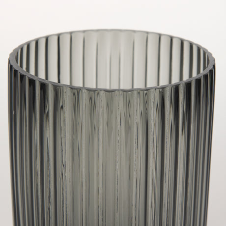 Dawn 8" Ribbed Smoke Gray Glass Vase from Mercana - Luna Furniture