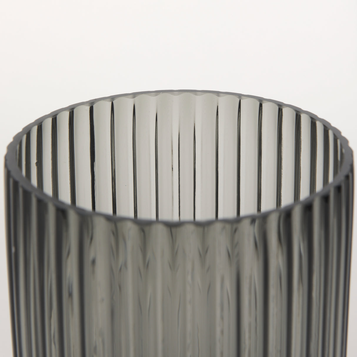 Dawn 8" Ribbed Smoke Gray Glass Vase from Mercana - Luna Furniture