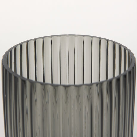 Dawn 8" Ribbed Smoke Gray Glass Vase from Mercana - Luna Furniture