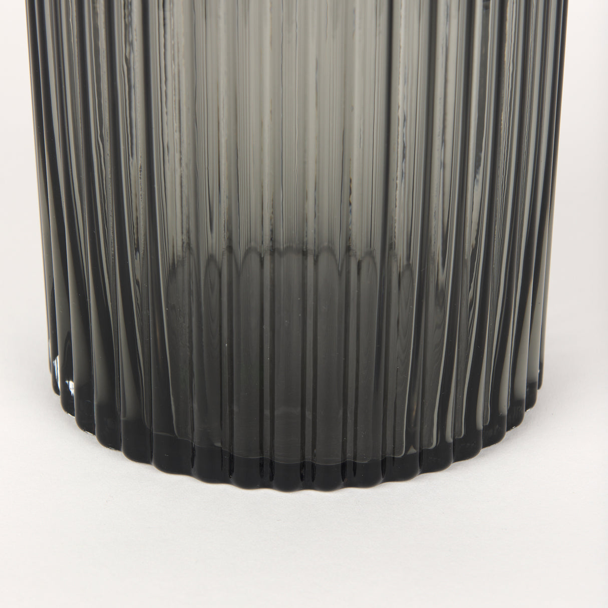 Dawn 8" Ribbed Smoke Gray Glass Vase from Mercana - Luna Furniture