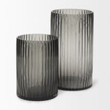 Dawn 8" Ribbed Smoke Gray Glass Vase from Mercana - Luna Furniture