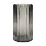 Dawn 11.4" Ribbed Smoke Gray Glass Vase from Mercana - Luna Furniture