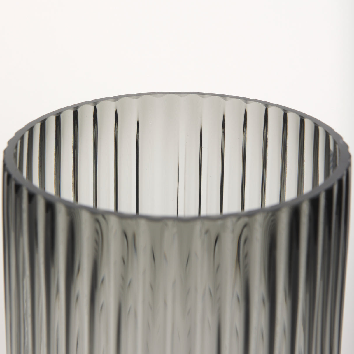 Dawn 11.4" Ribbed Smoke Gray Glass Vase from Mercana - Luna Furniture