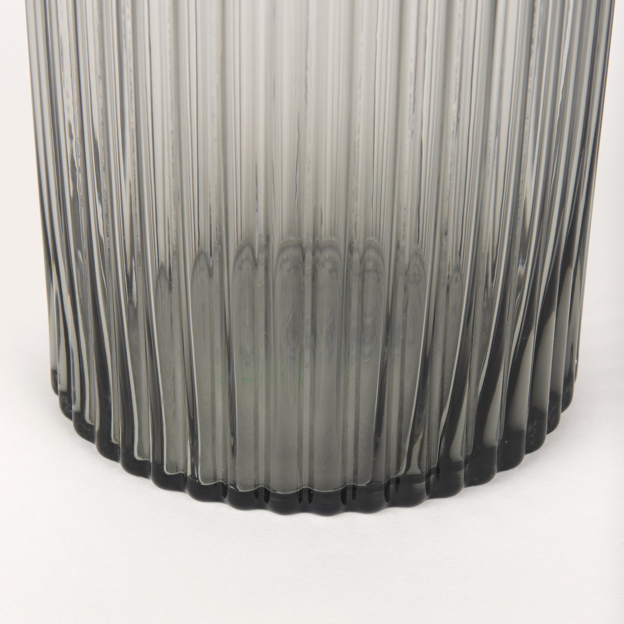 Dawn 11.4" Ribbed Smoke Gray Glass Vase from Mercana - Luna Furniture
